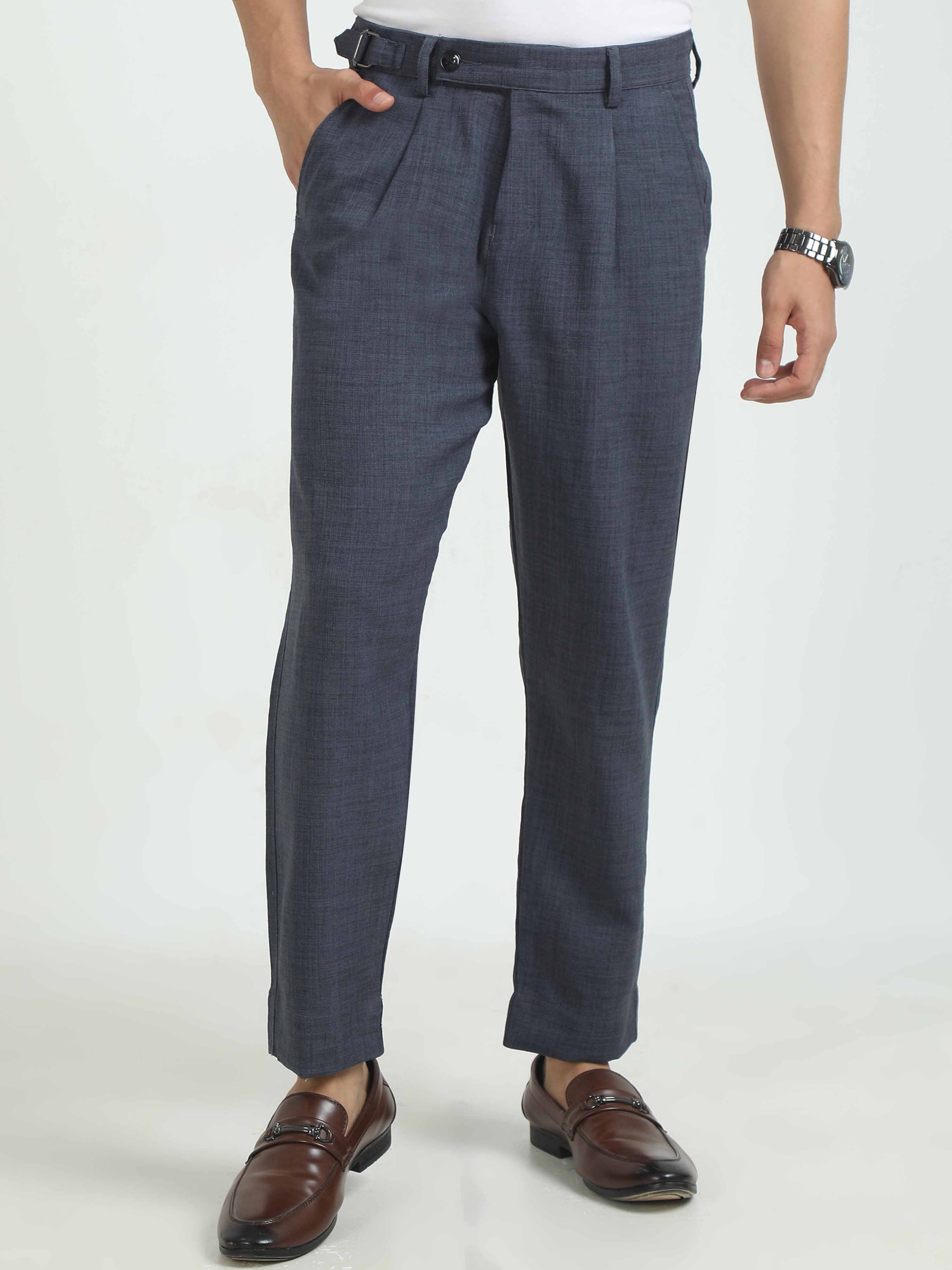 Dark Grey Linen Pants For Men 