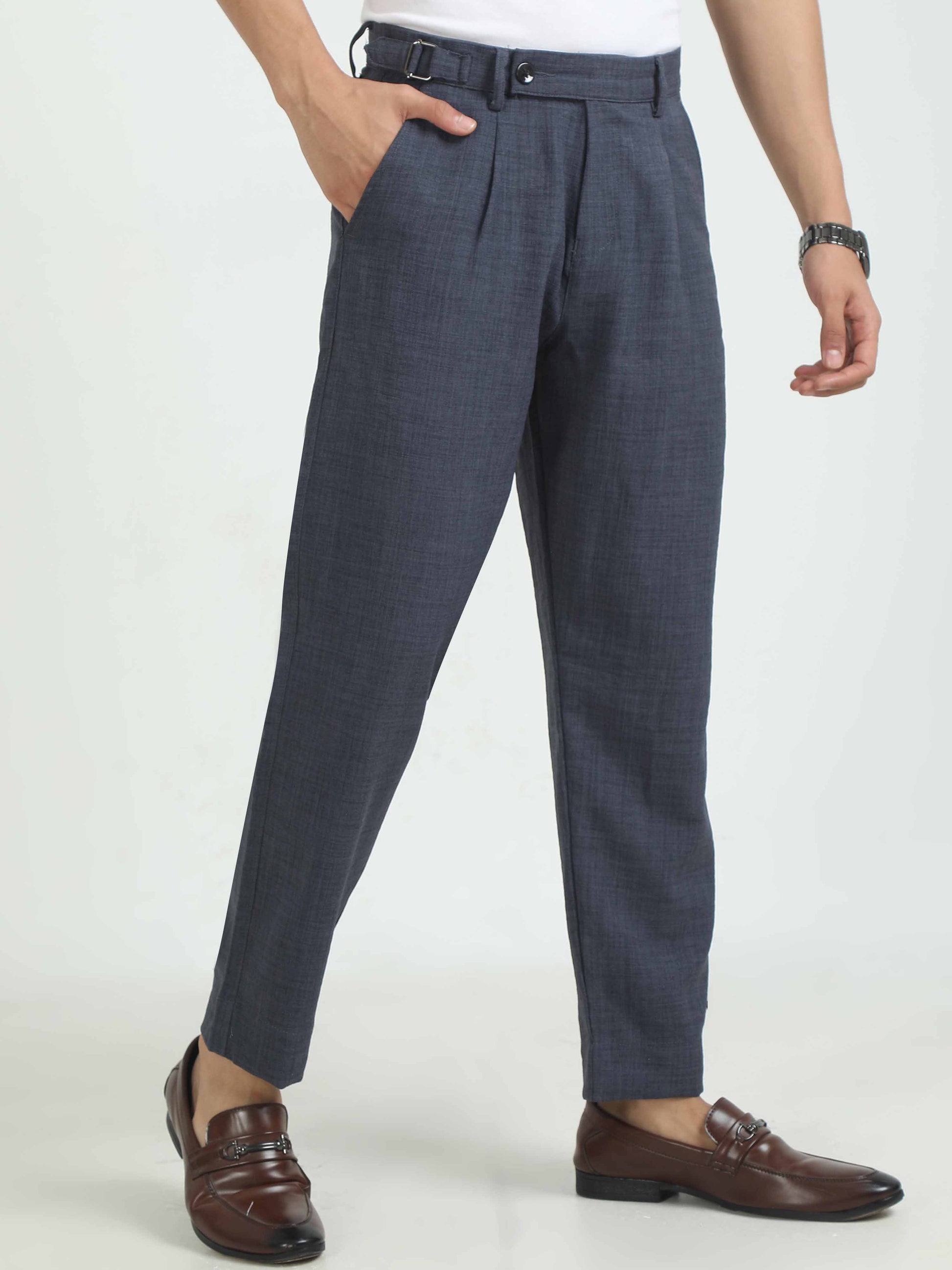 Dark Grey Linen Pants For Men 