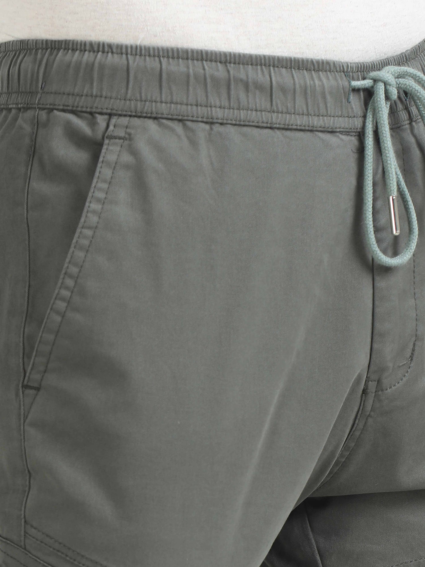 Grey Zipper Cargo Pants For Men