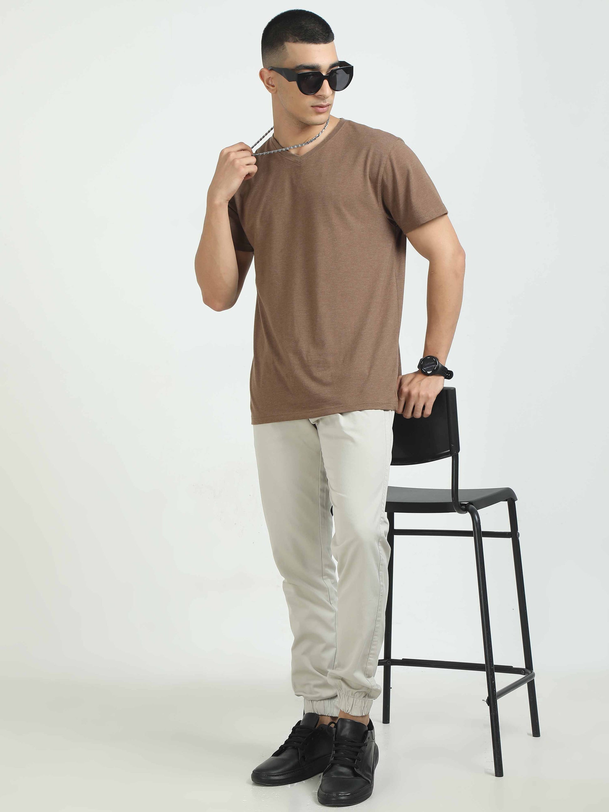 Cream Joggers Pants For Men