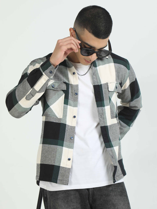 Olive Oversized Flannel Shirt For Men