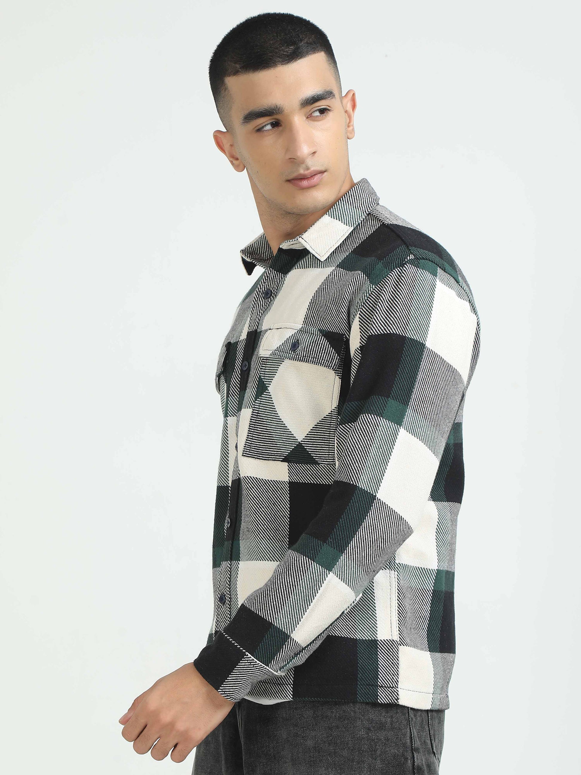 Olive Oversized Flannel Shirt For Men