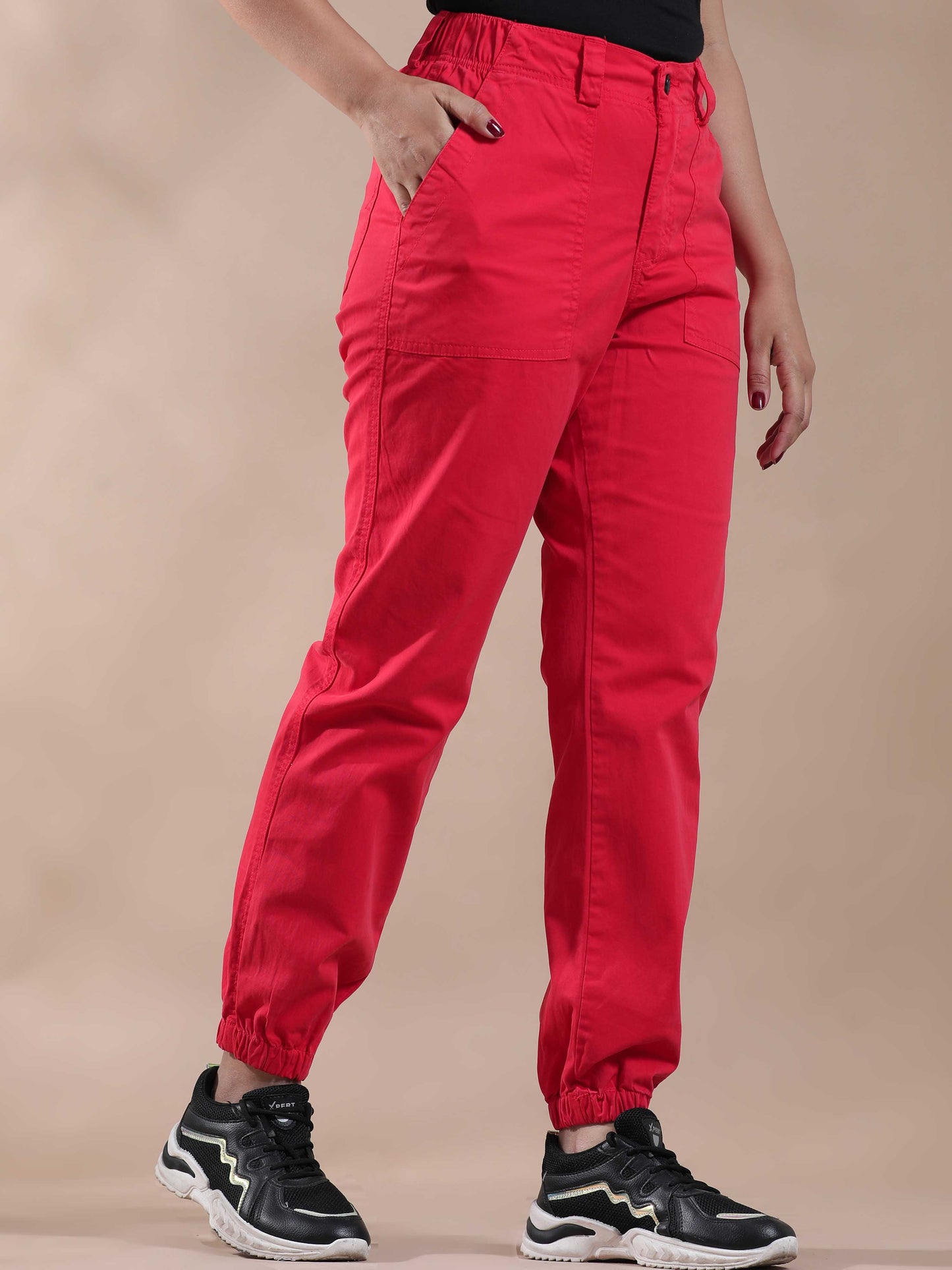 Vintage Red Jogger Trousers For Women