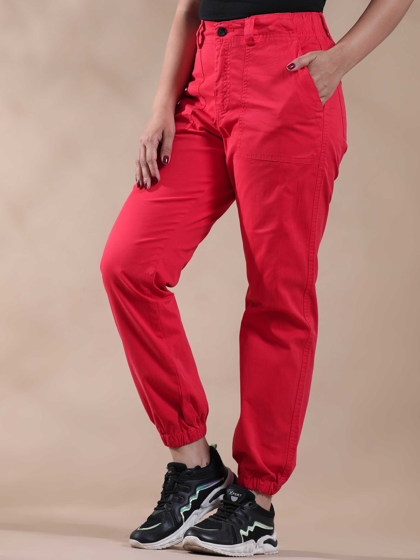 Vintage Red Jogger Trousers For Women