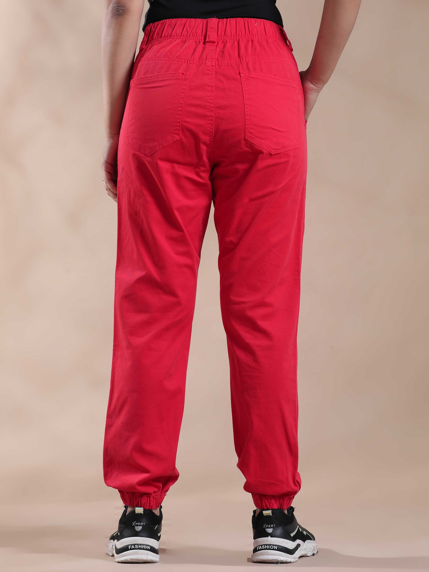 Vintage Red Jogger Trousers For Women