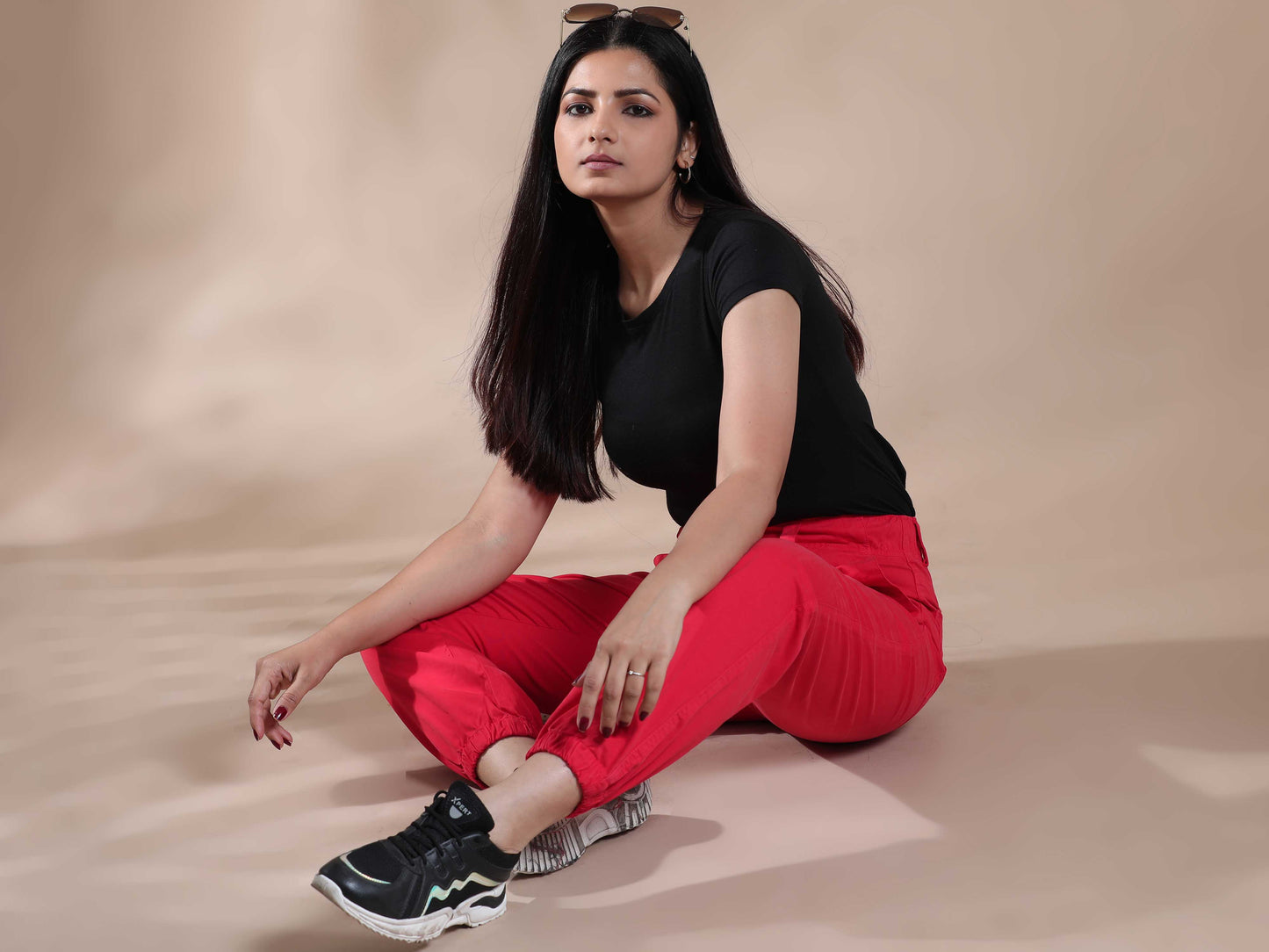 Vintage Red Jogger Trousers For Women