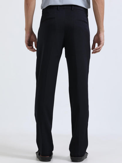 Navy Mens Pleated Trousers