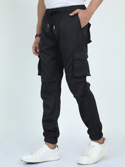 Street Black Cargo Joggers Mens