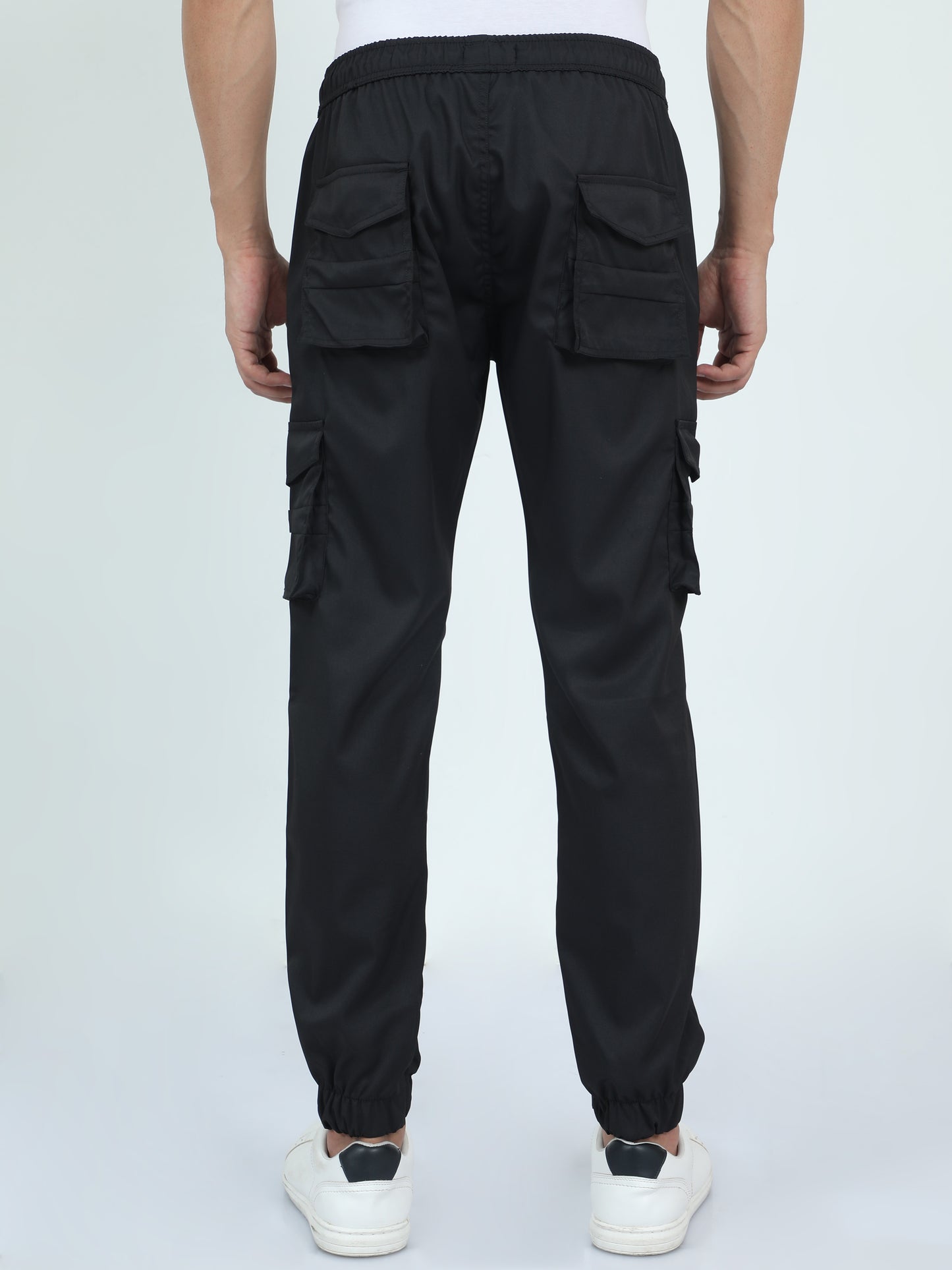 Street Black Cargo Joggers Mens