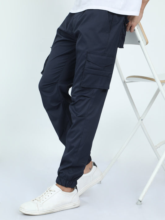 Navy Blue Street Cargo Joggers For Men