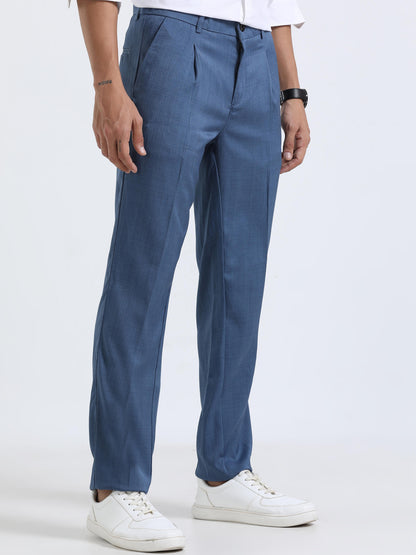 Royal Blue Pleated formal Pants for Men
