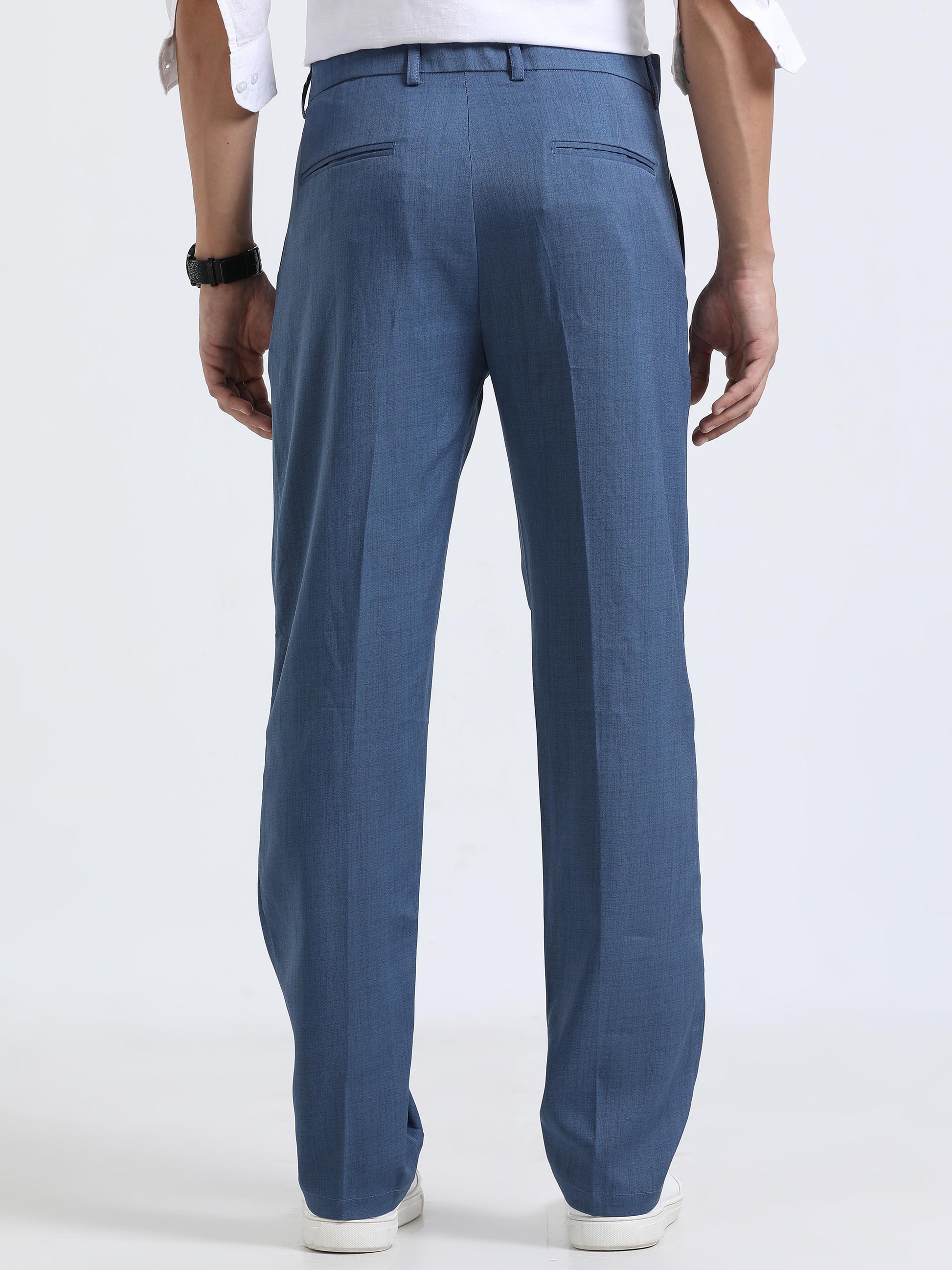 Royal Blue Pleated formal Pants for Men