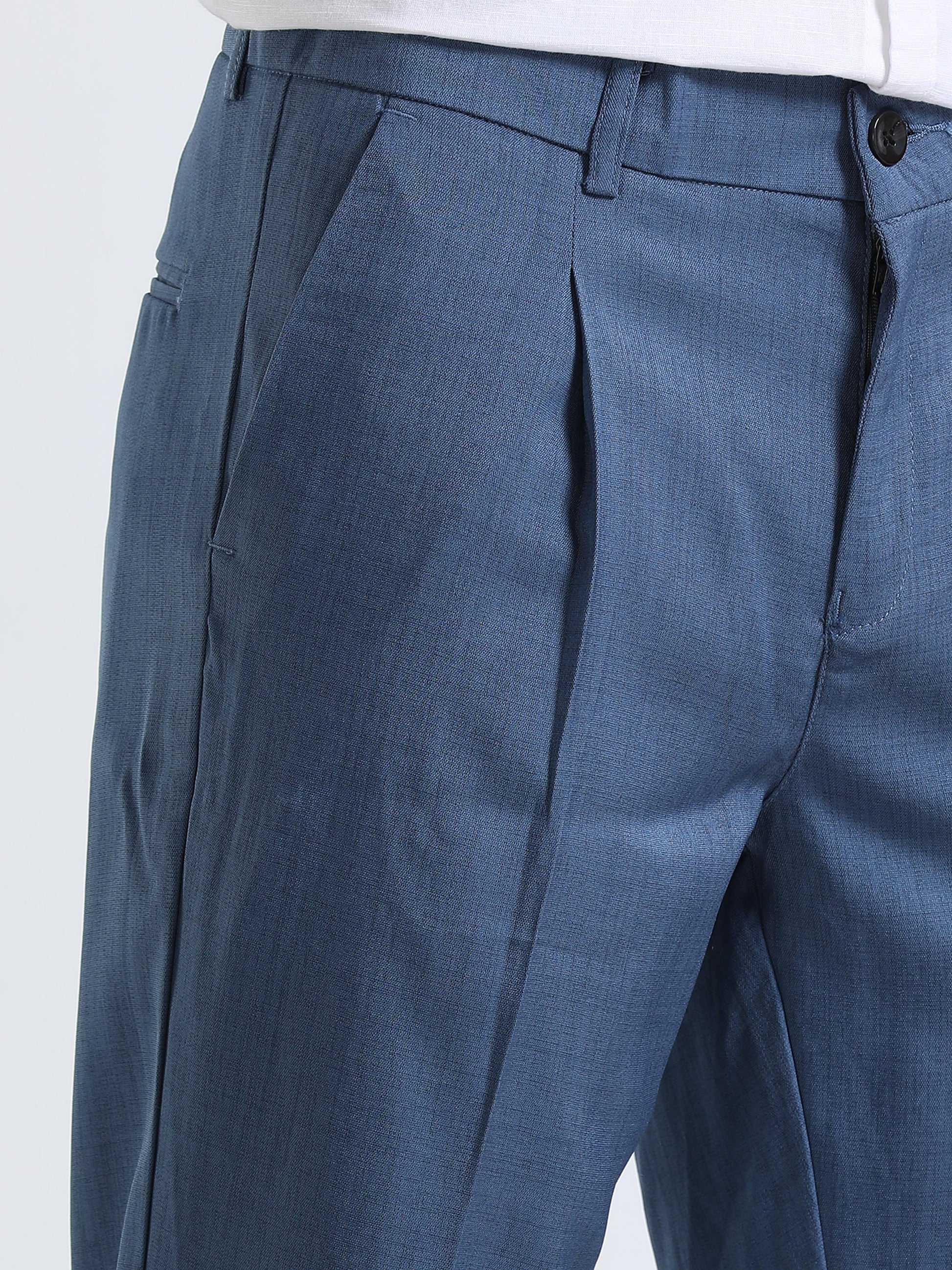 Royal Blue Pleated formal Pants for Men