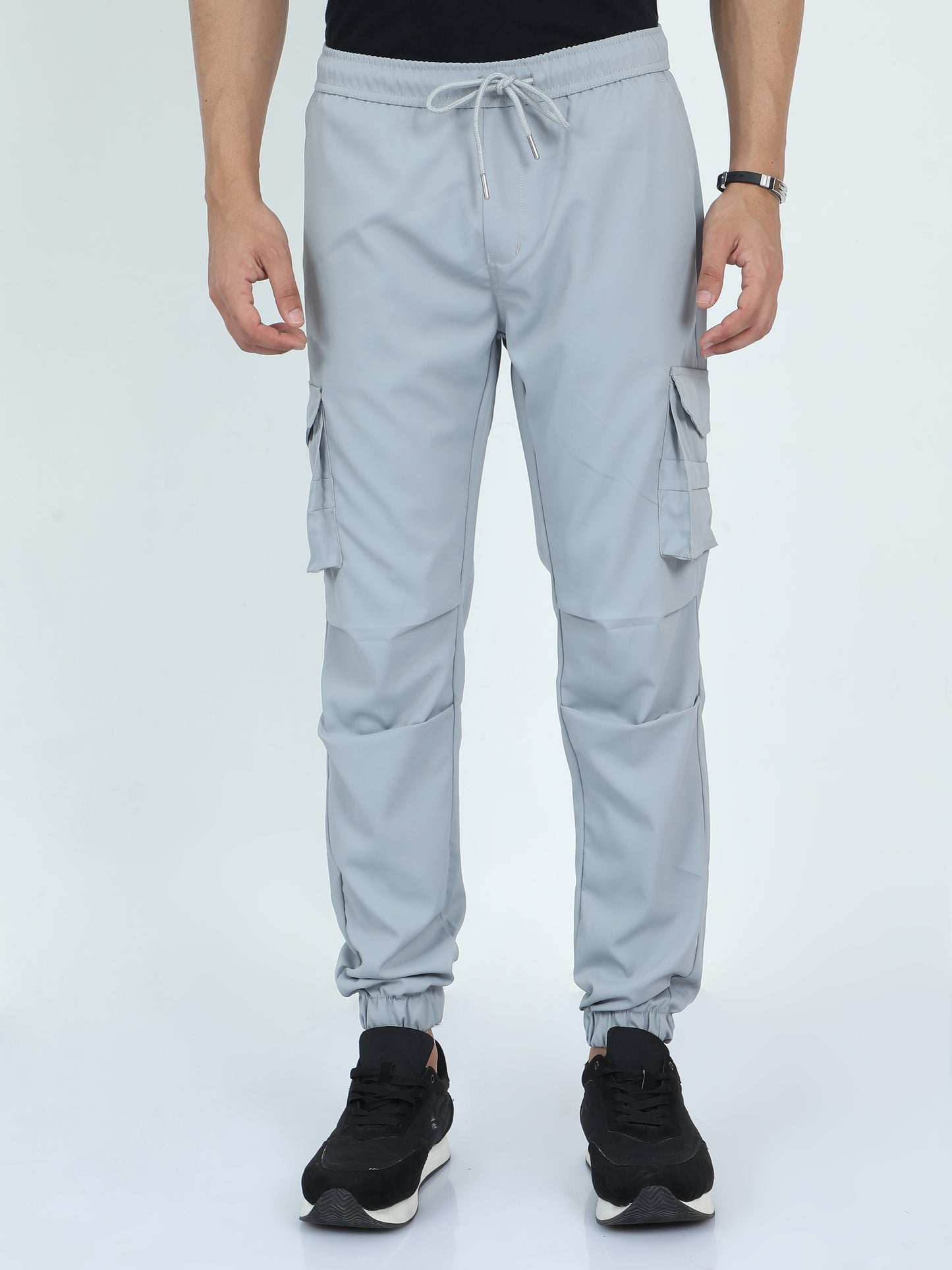 Light Grey Street Cargo Jogger Pants For Men