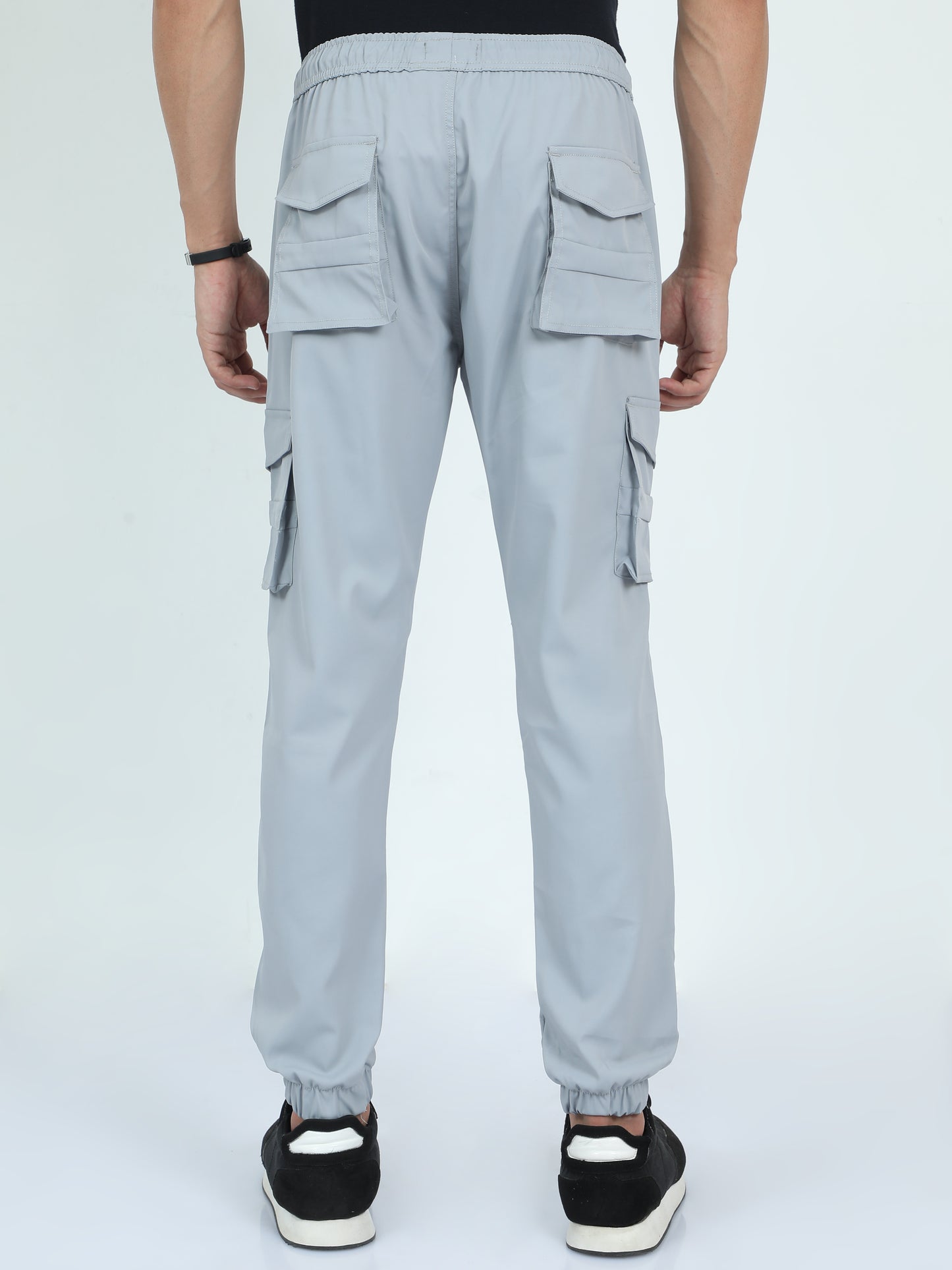 Light Grey Street Cargo Jogger Pants For Men