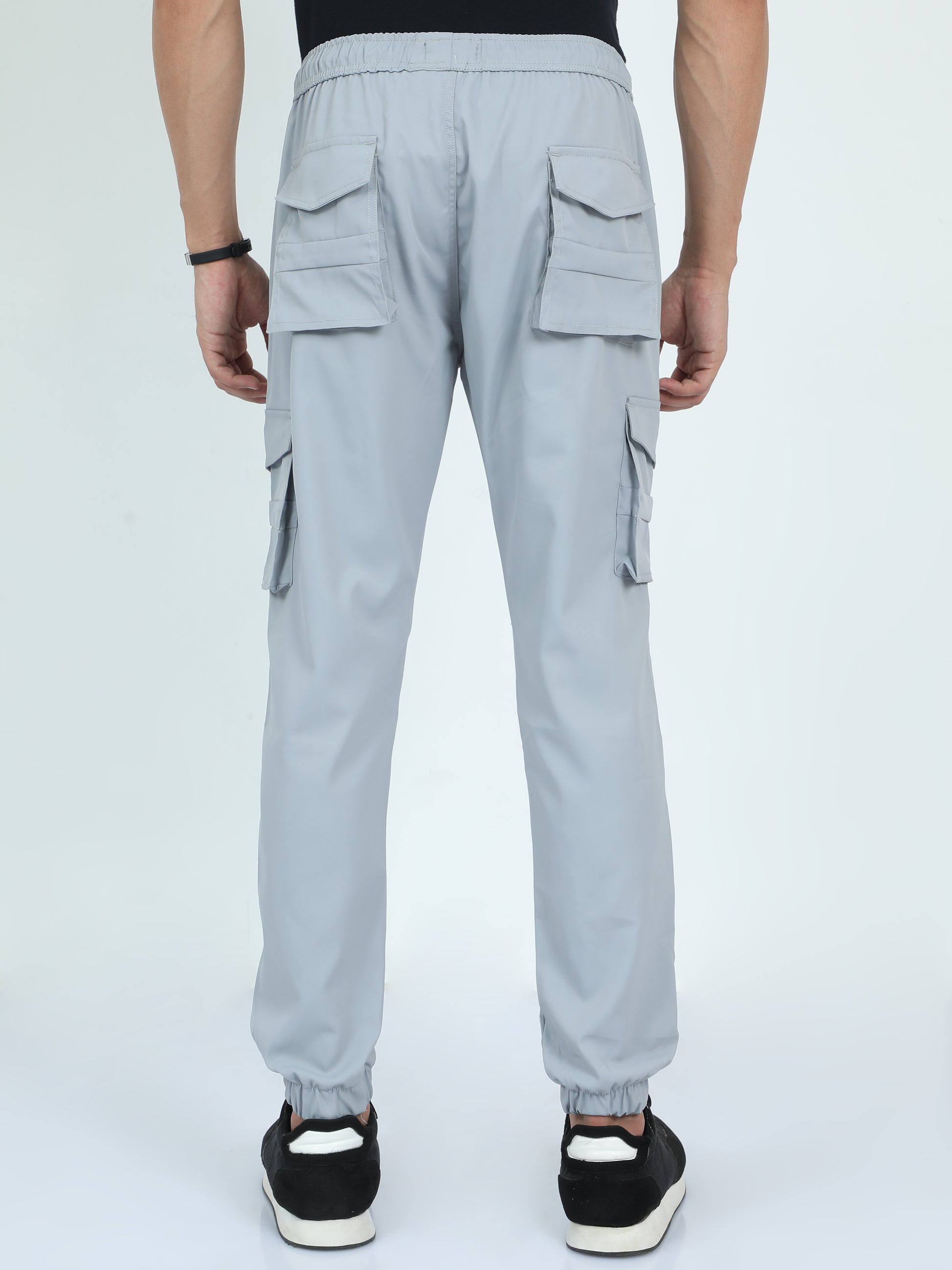 Light Grey Street Cargo Jogger Pants For Men