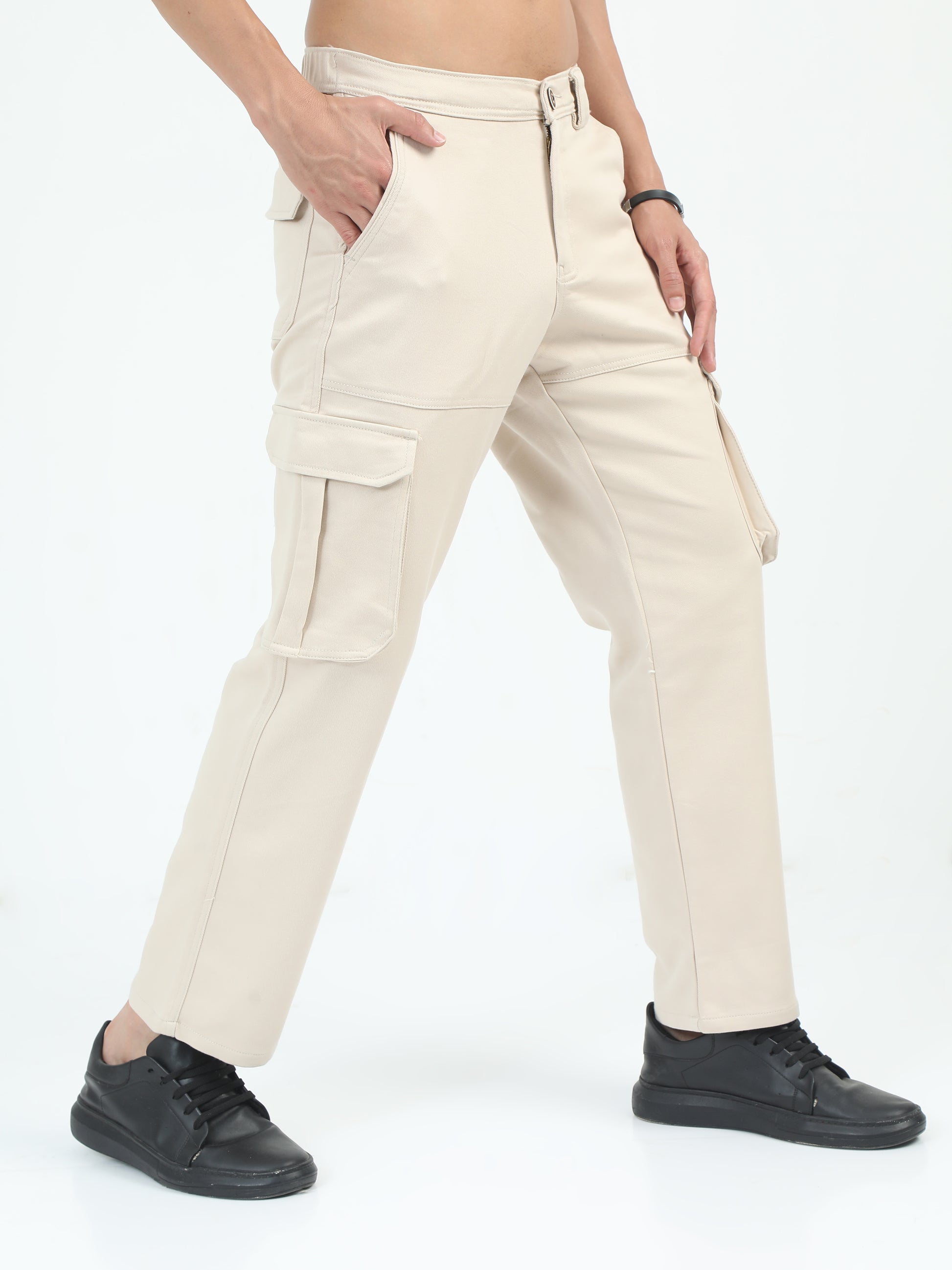 Classic La Belle Cream Cargo Pants for Men