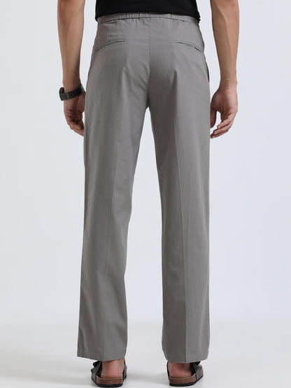 Men Lazy Linen Pleat Pant-Lt Grey