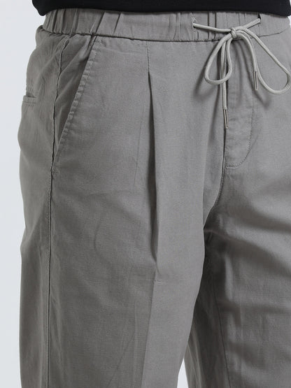 Men Lazy Linen Pleat Pant-Lt Grey