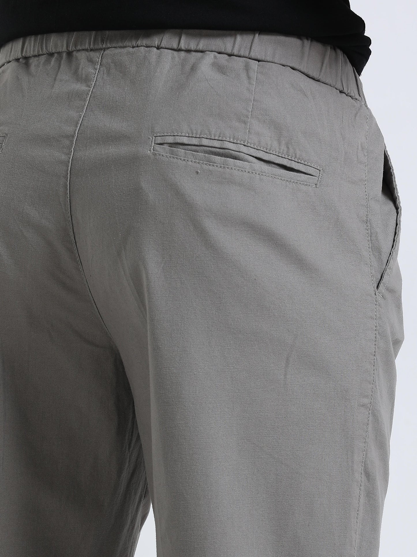 Men Lazy Linen Pleat Pant-Lt Grey