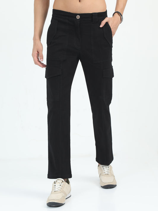 Classic Bolsillo Mens Black Cargo Pants