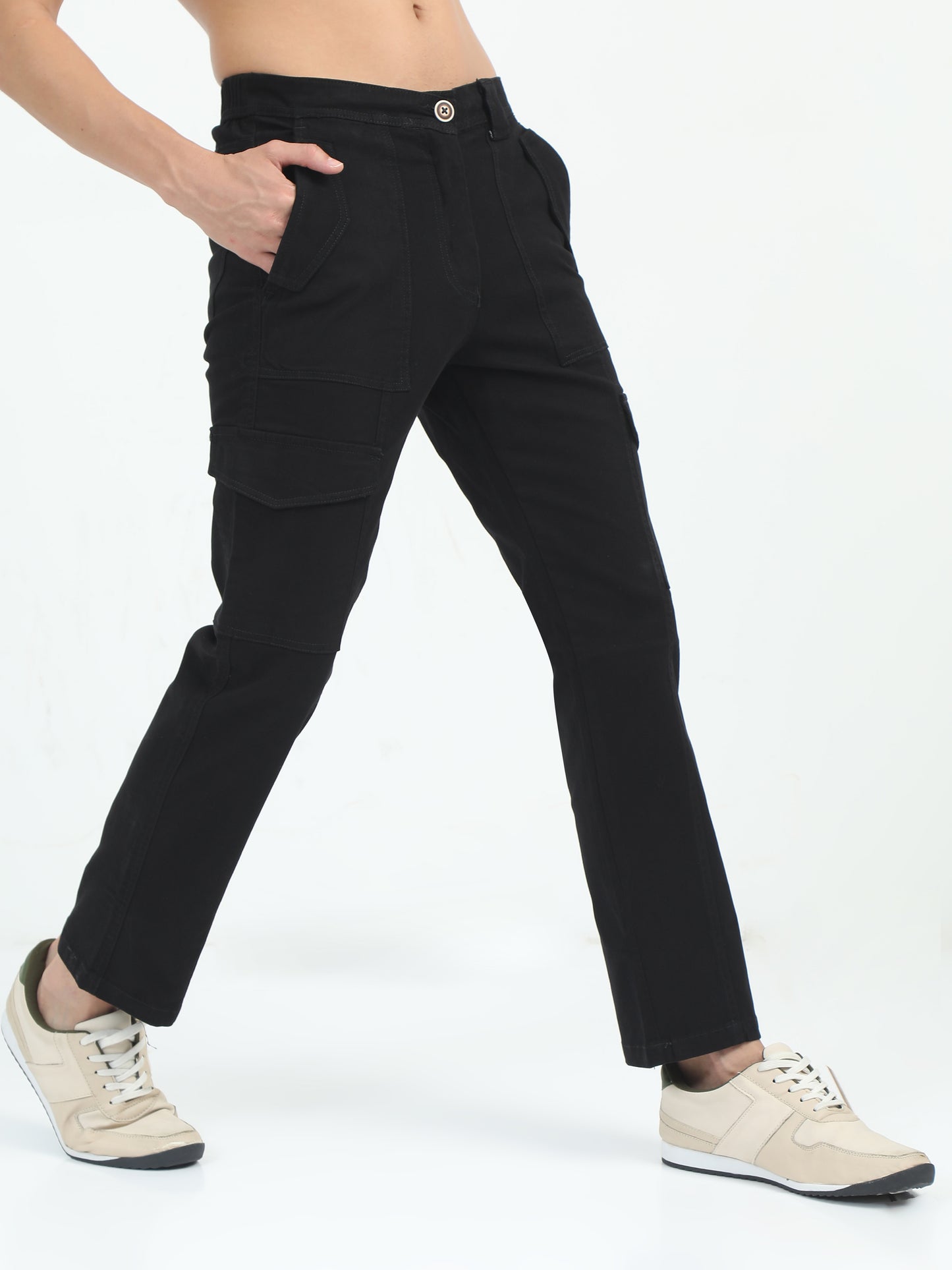 Classic Bolsillo Mens Black Cargo Pants