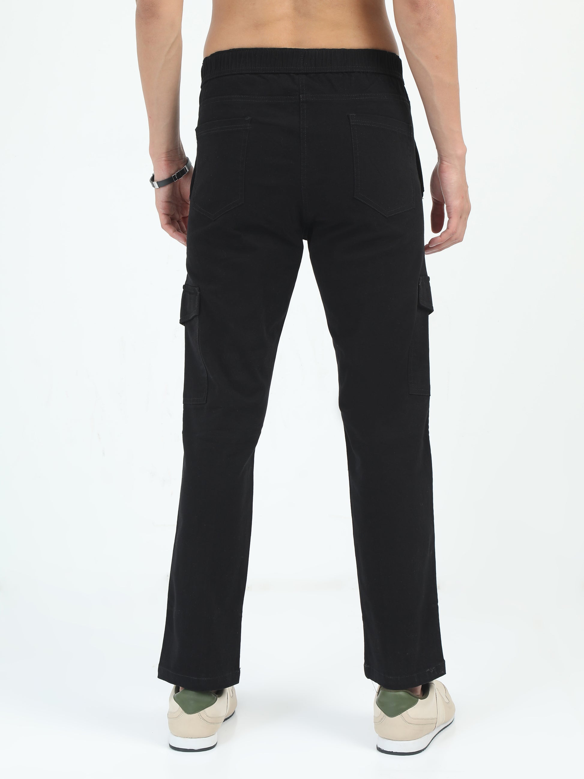 Classic Bolsillo Mens Black Cargo Pants