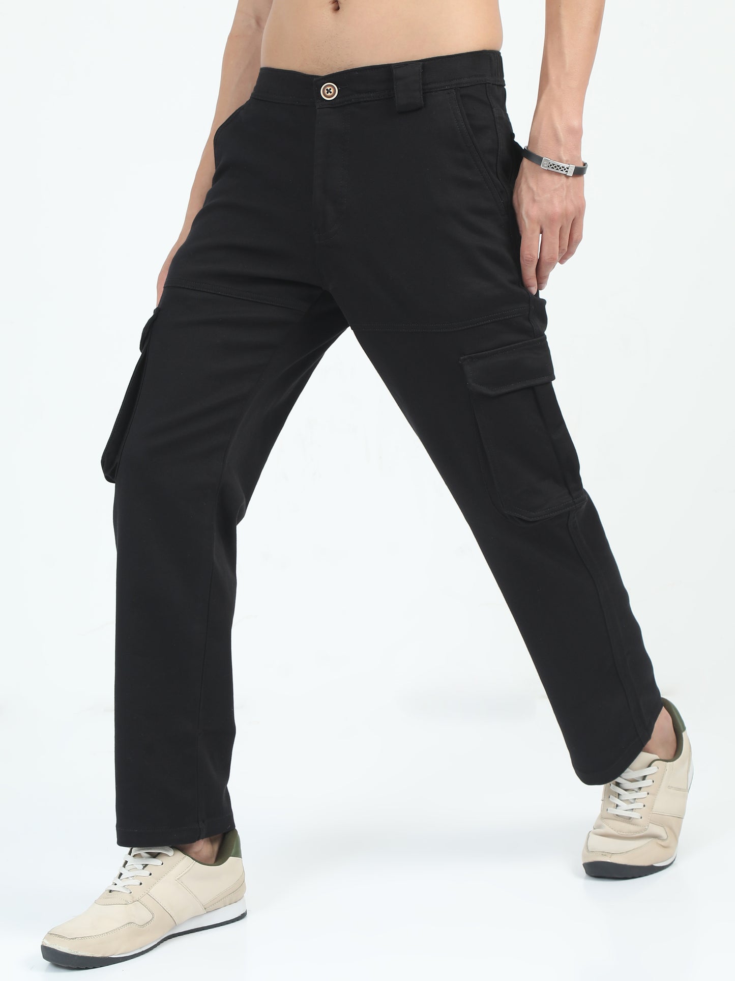 Classic La Belle Black Cargo Pants for Men