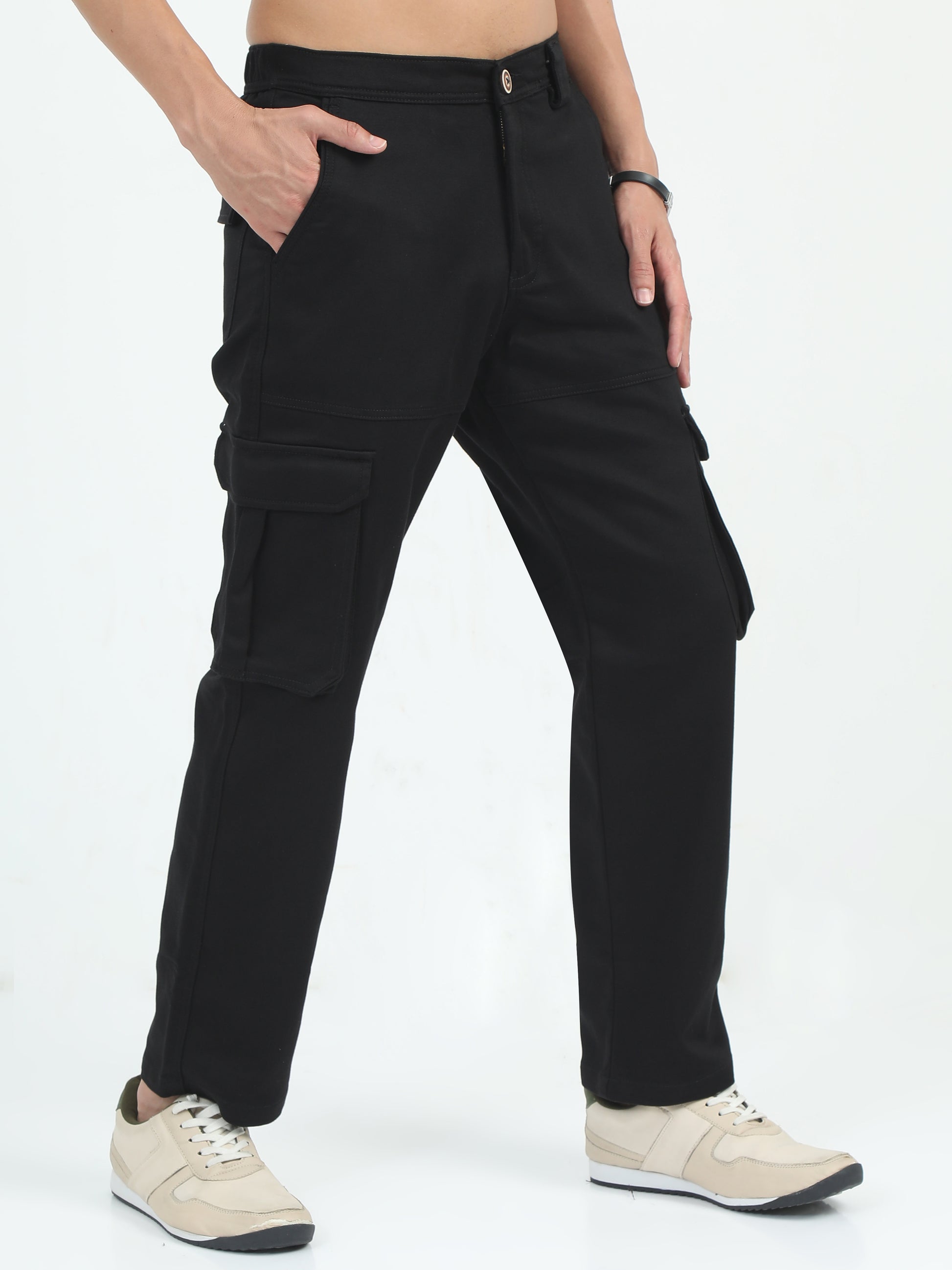 Classic La Belle Black Cargo Pants for Men