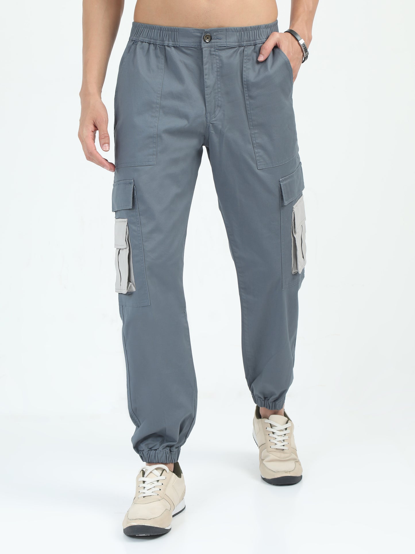 Classic Aqua Grey Joggers for Men