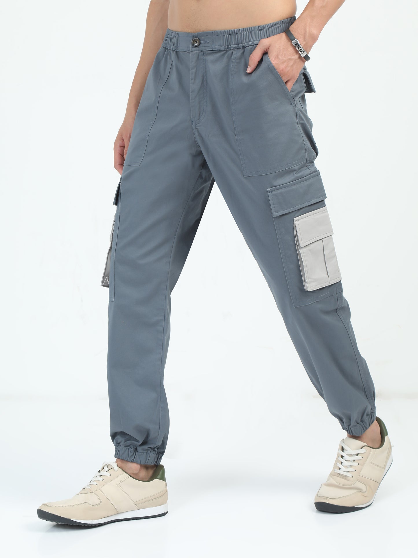 Classic Aqua Grey Joggers for Men