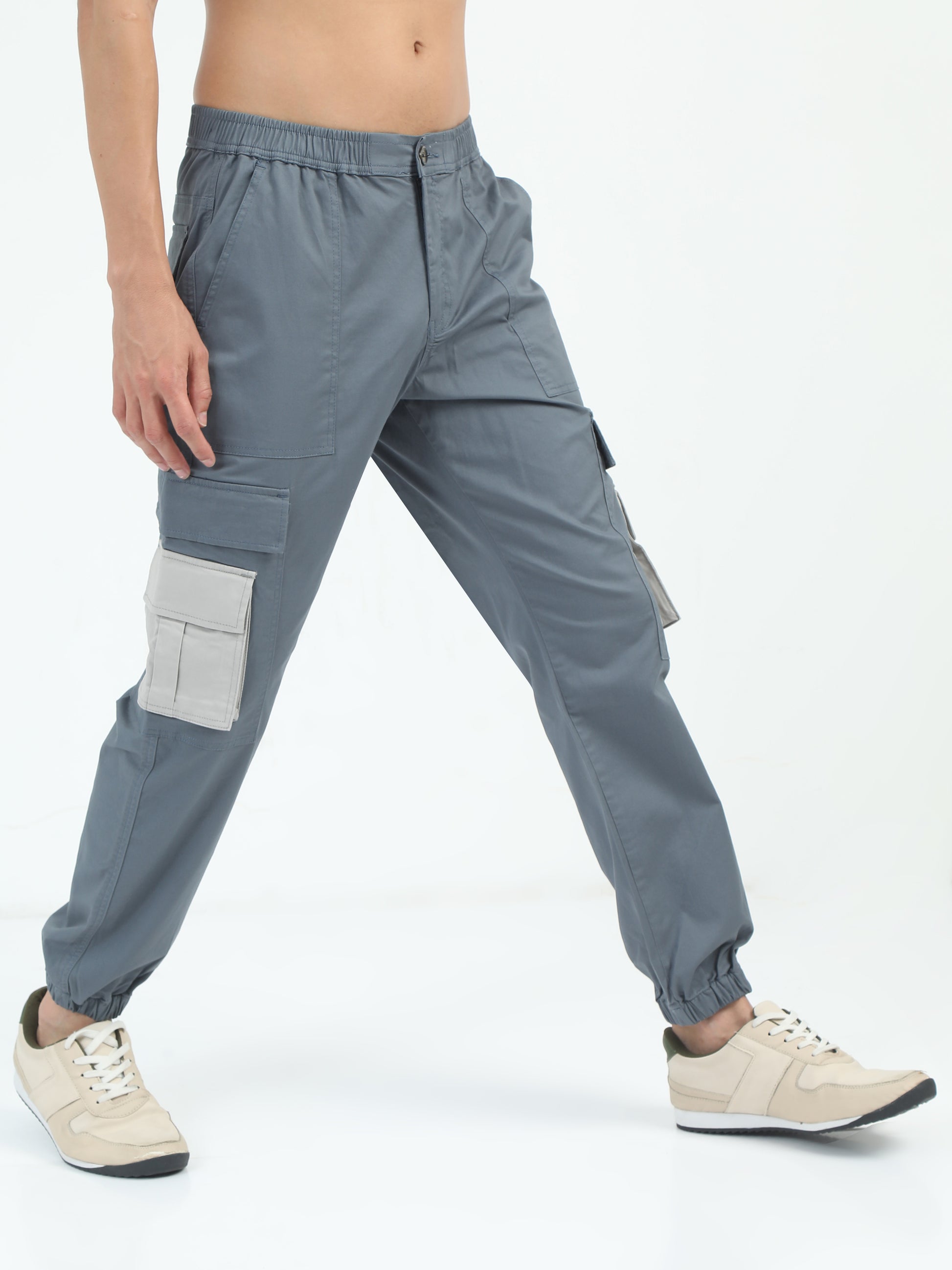 Classic Aqua Grey Joggers for Men