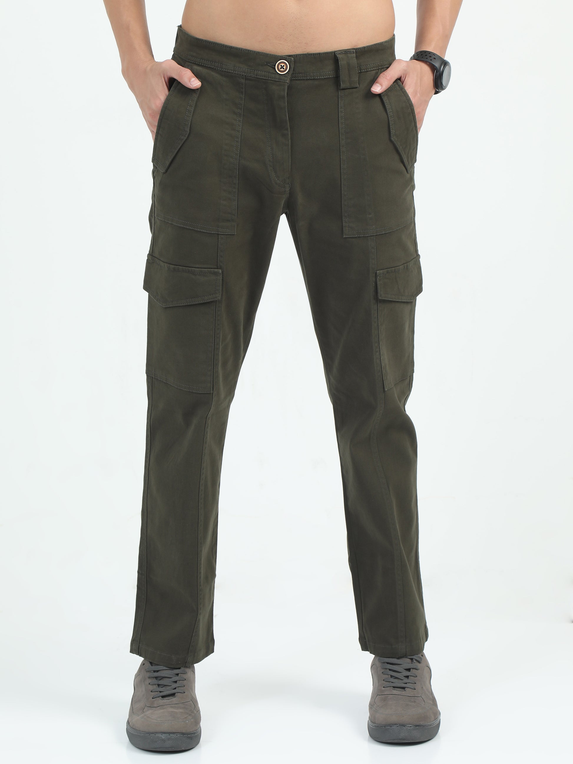 Classic Bolsillo Dark Olive Cargo Pants Men