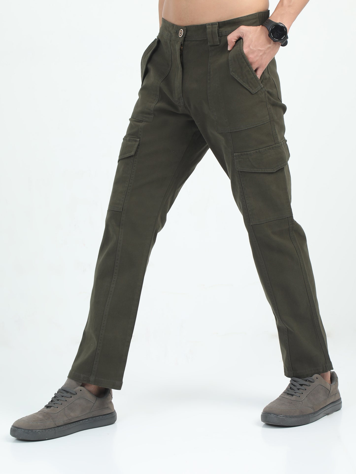 Classic Bolsillo Dark Olive Cargo Pants Men