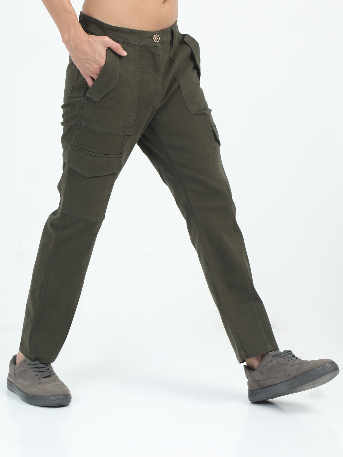 Classic Bolsillo Dark Olive Cargo Pants Men