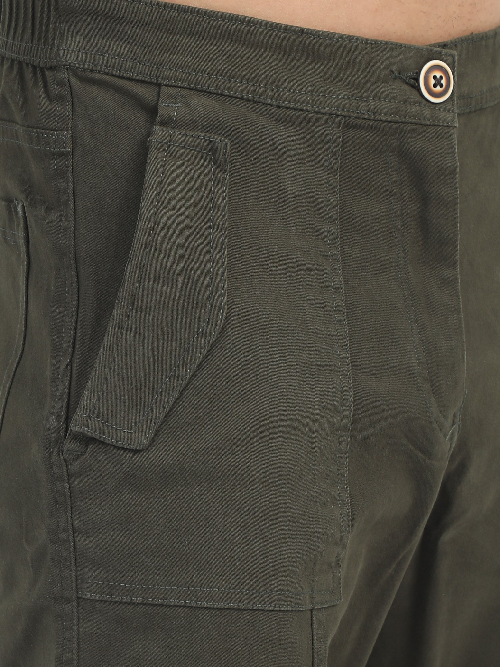 Classic Bolsillo Dark Olive Cargo Pants Men