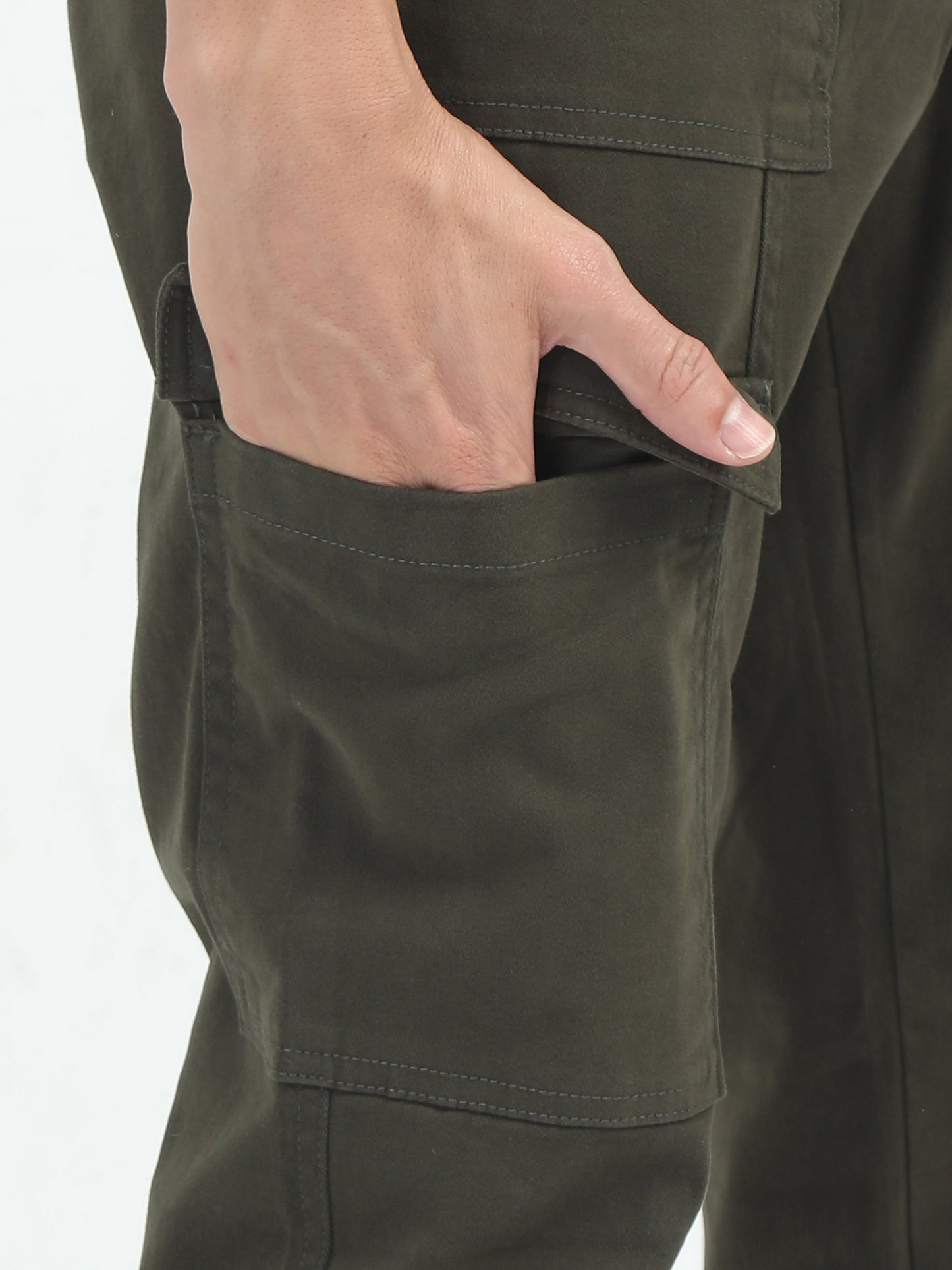 Classic Bolsillo Dark Olive Cargo Pants Men