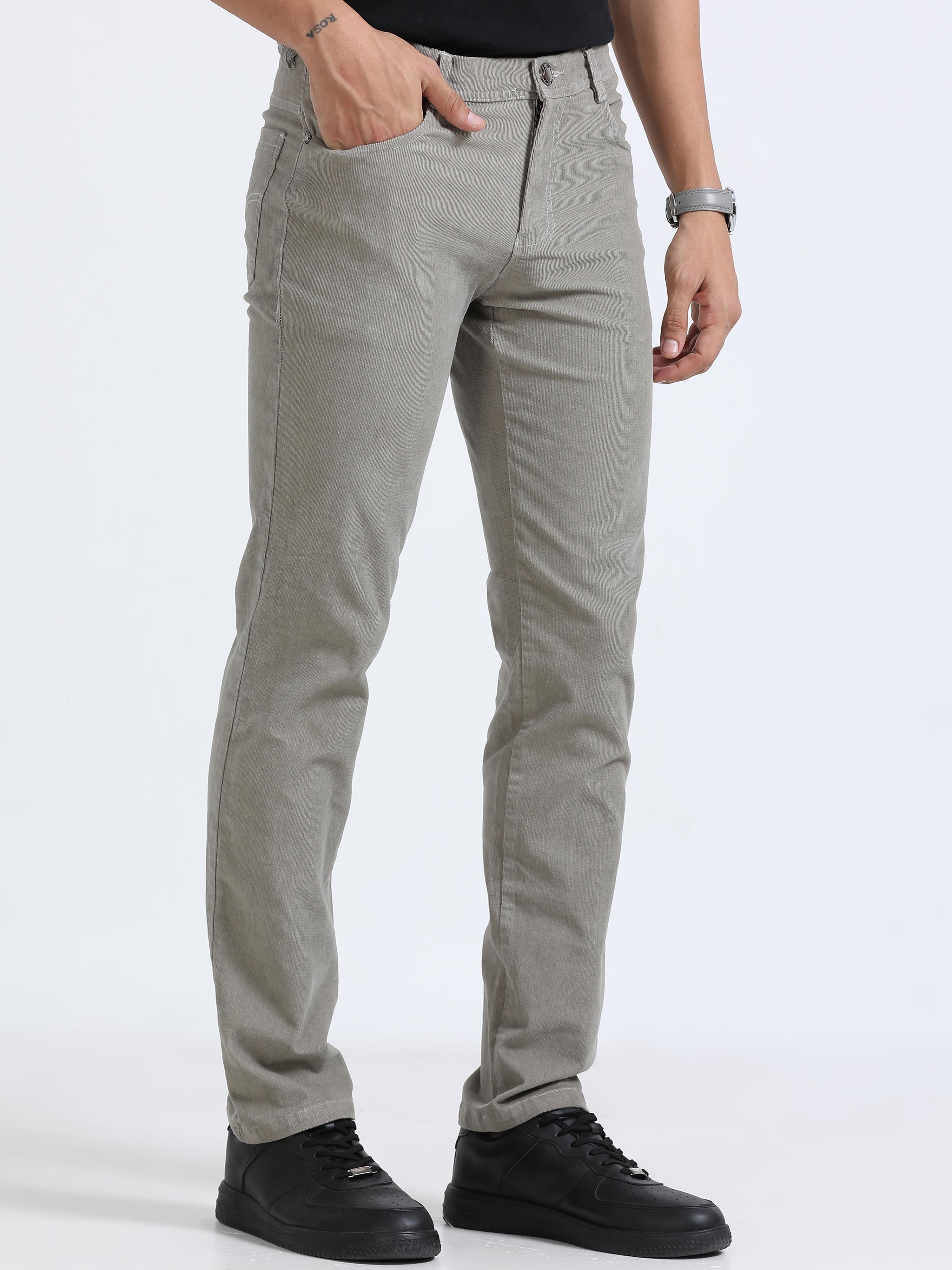 Fashion light grey corduroy pants