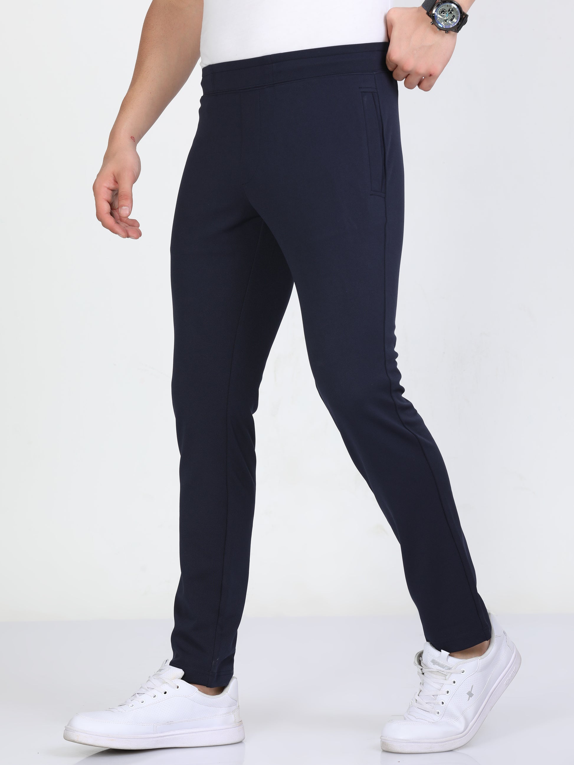 Stretchable Navy Blue Joggers For Men