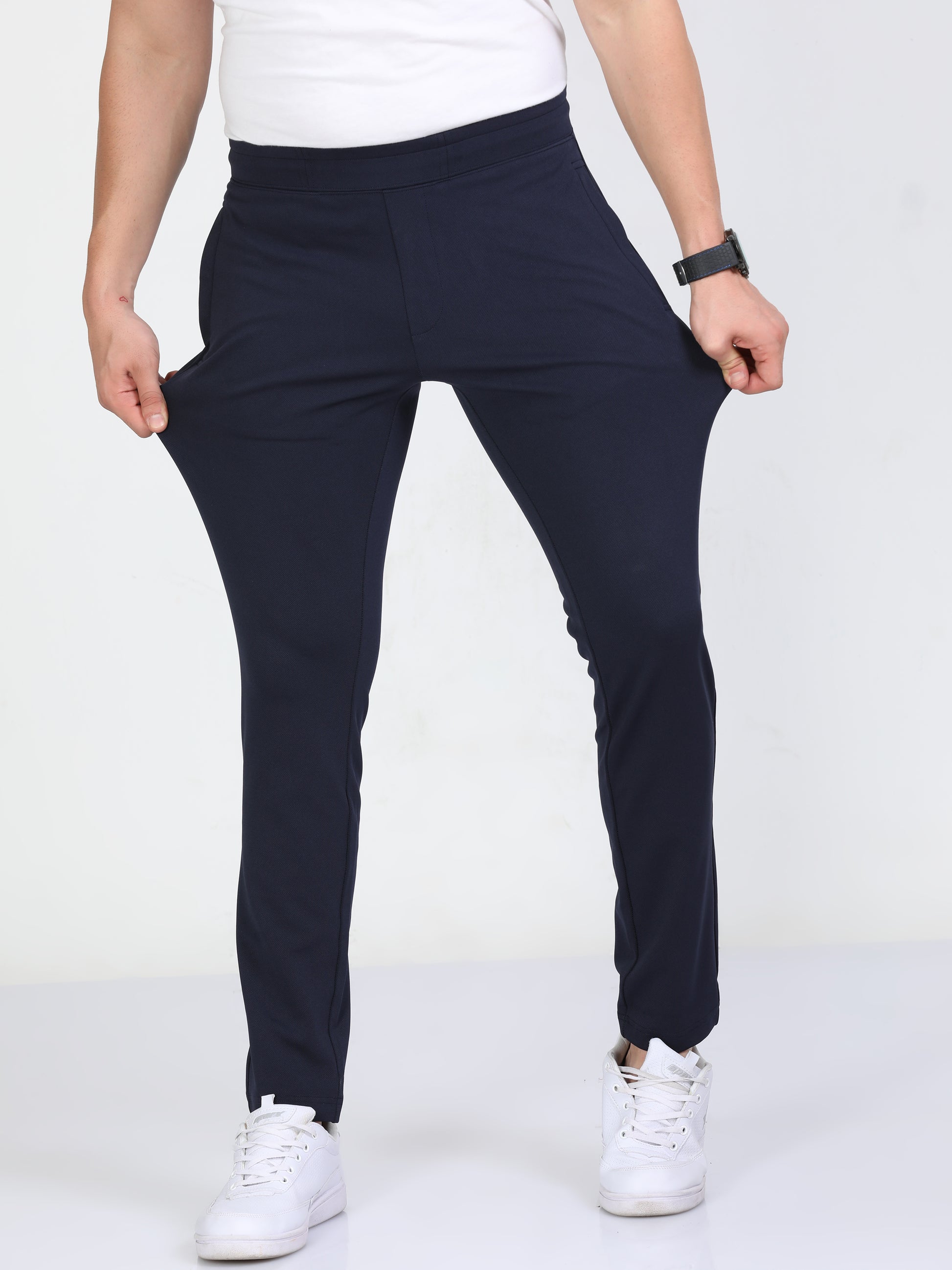 Stretchable Navy Blue Joggers For Men