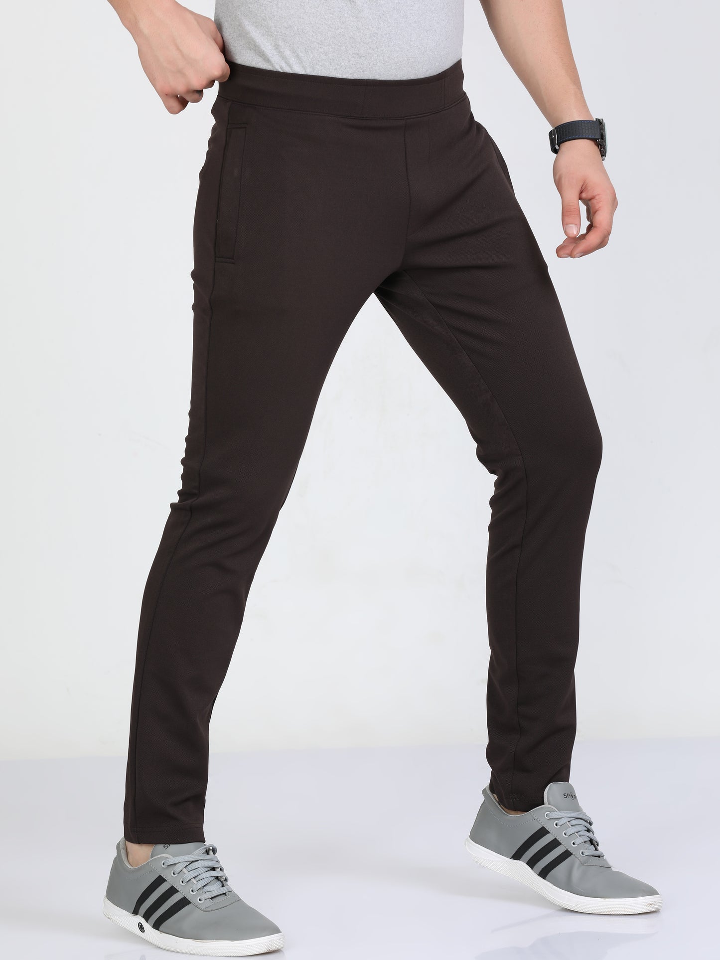 Men Brown Stretchy Peanut Joggers