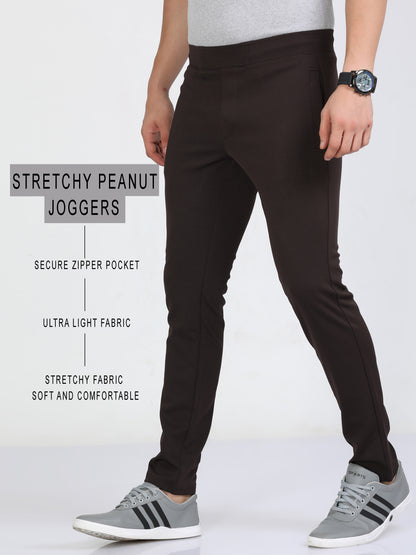 Men Brown Stretchy Peanut Joggers