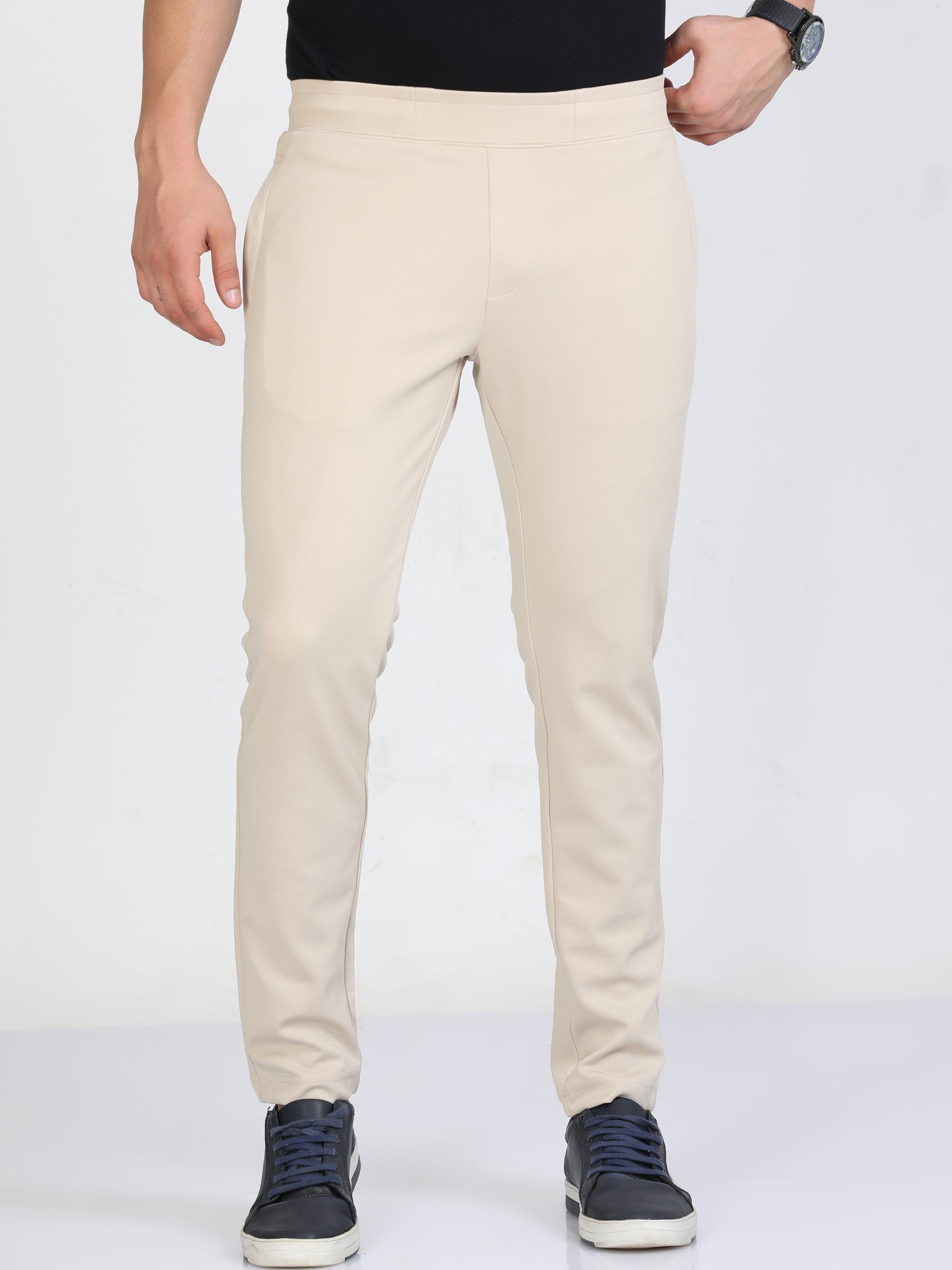 Beige Stretchy Peanut Jogger For Men