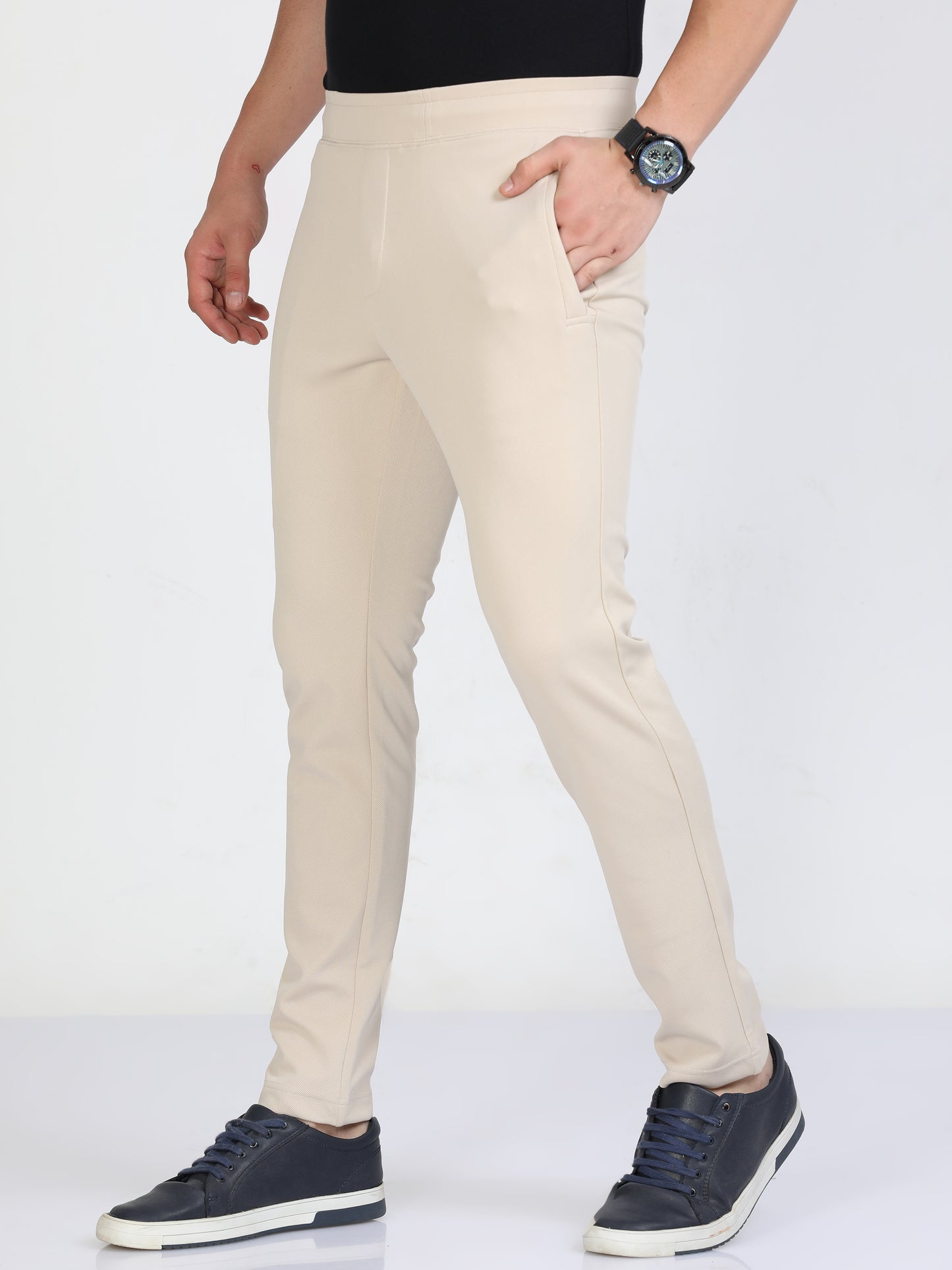 Beige Stretchy Peanut Jogger For Men