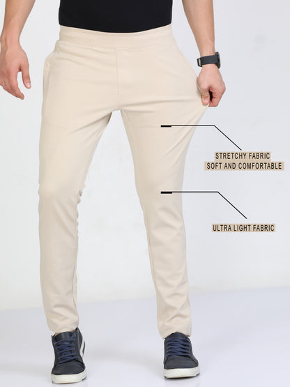 Men Beige Stretchy Peanut Joggers