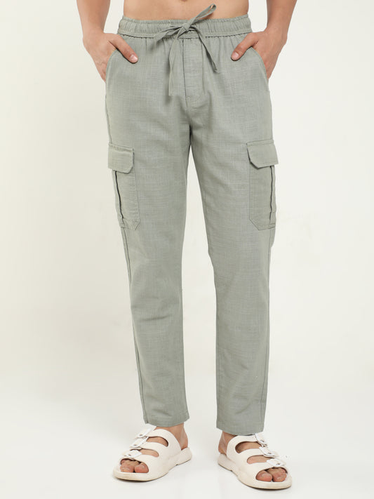 Stone Lazy Linen Trousers For Men