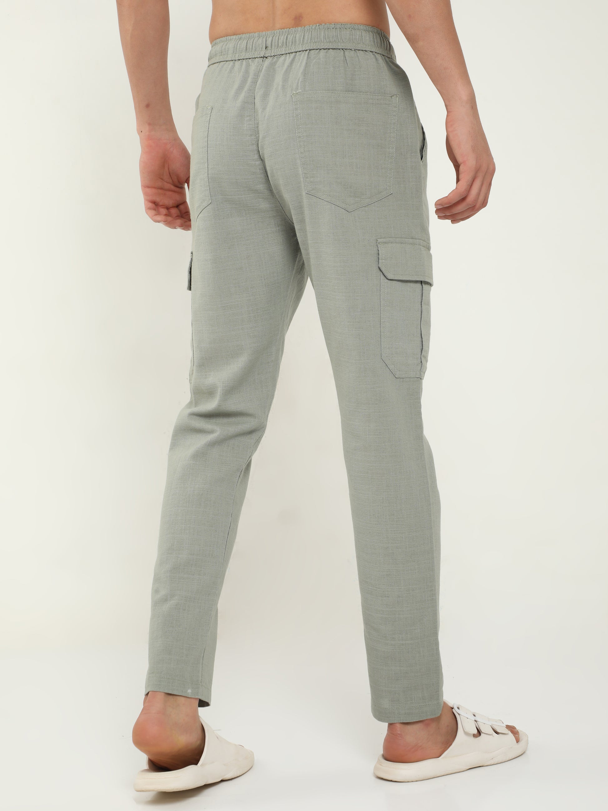 Stone Lazy Linen Trousers For Men