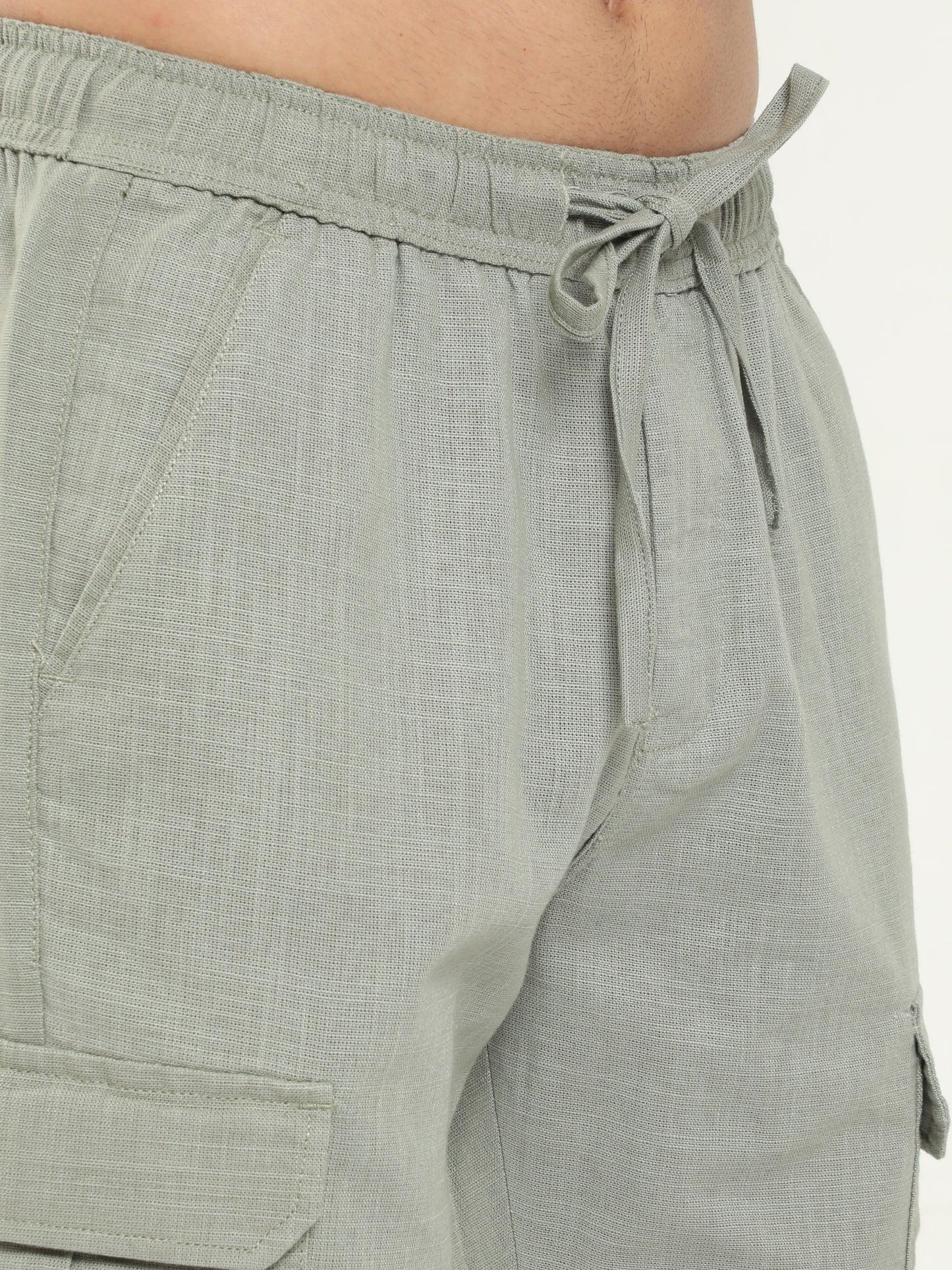 Stone Lazy Linen Trousers For Men