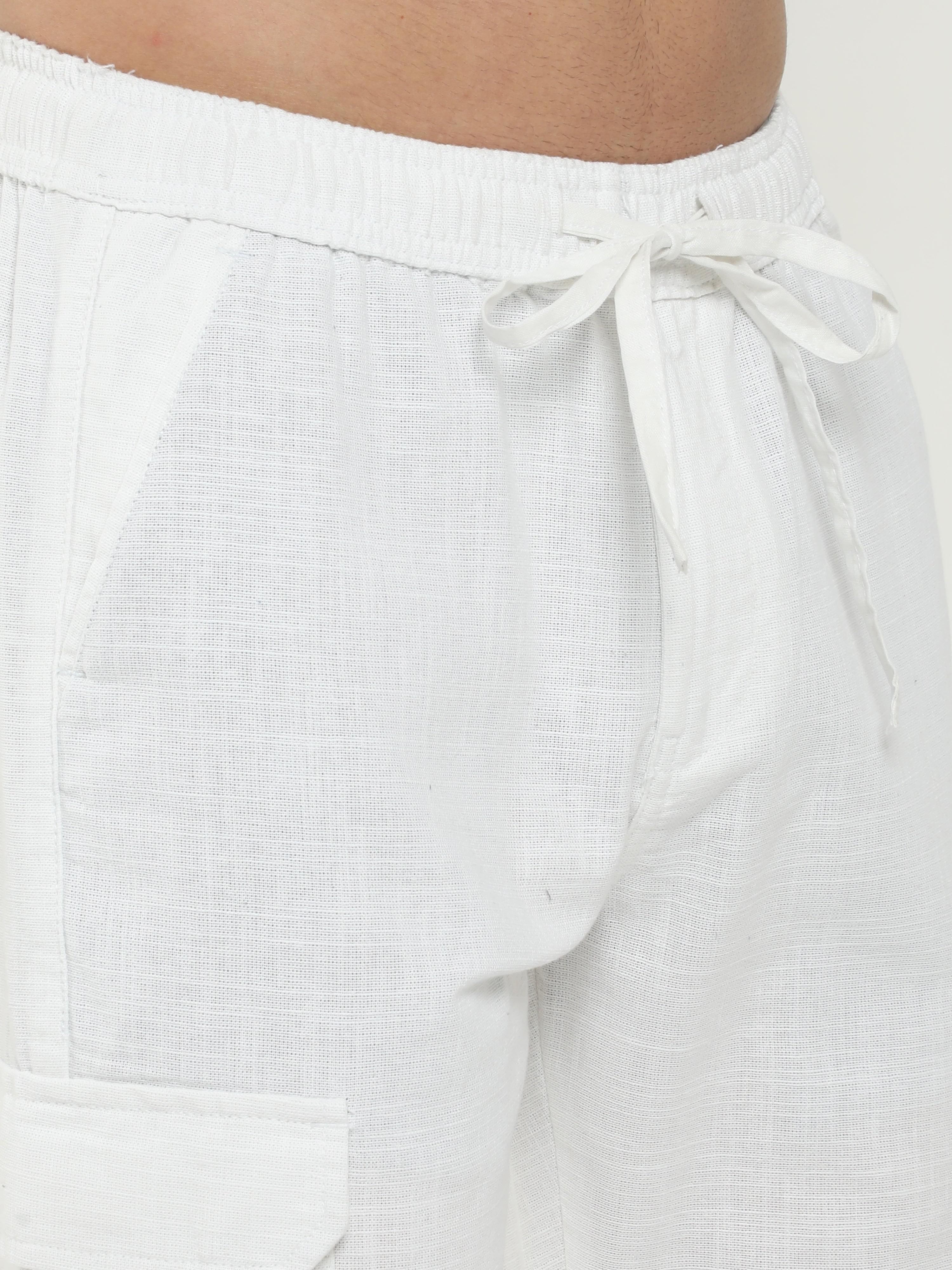 White Linen Wide Leg Trousers - Matalan