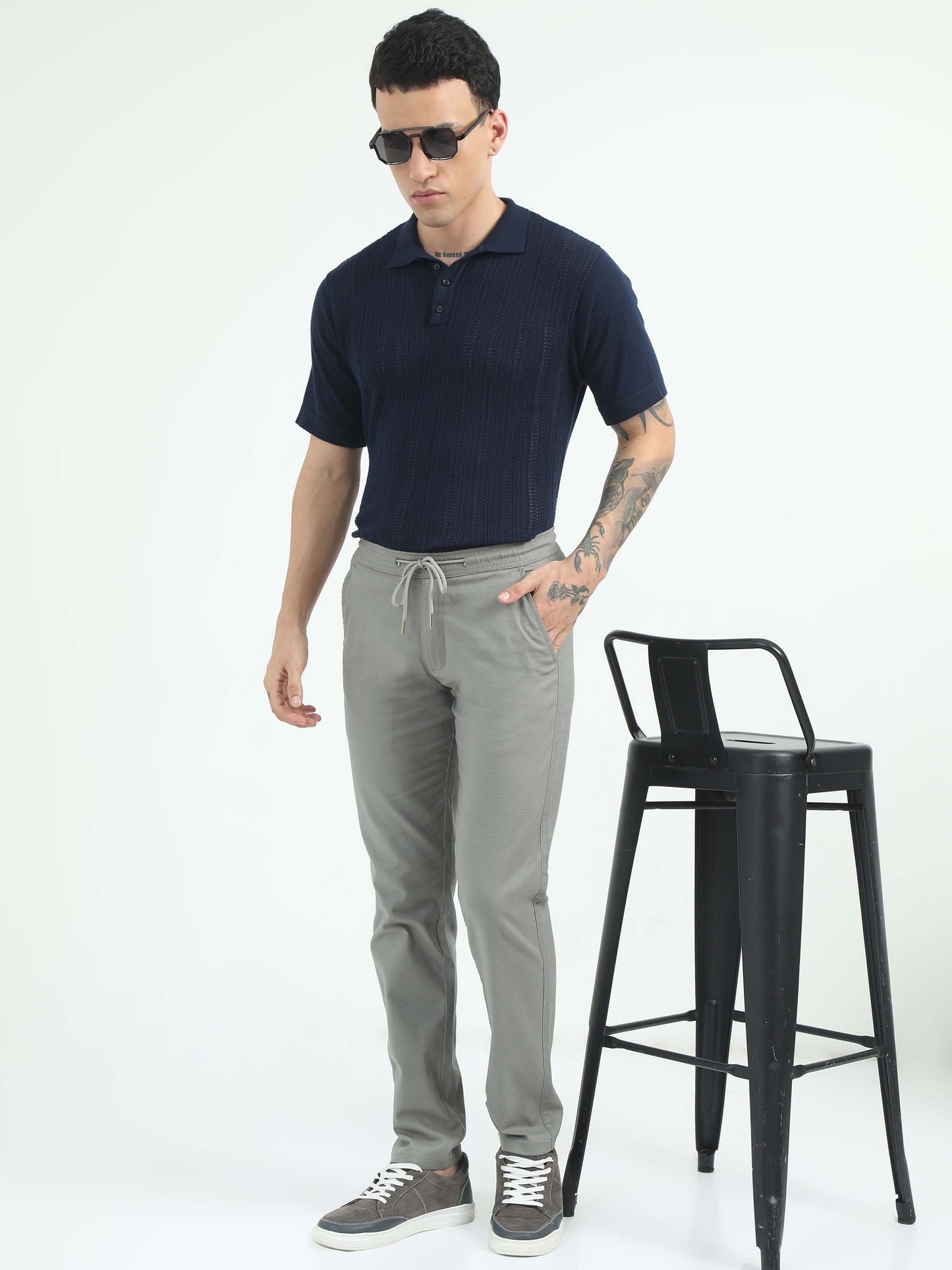 Men Comfy Linen Trousers-Lt Olive